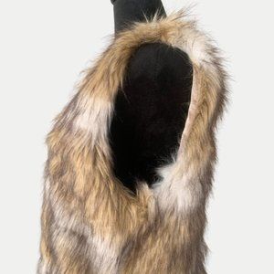 Dikoaina Fashion Women Sleeveless Front Open Warm Faux Fur Vests Coat Outwear